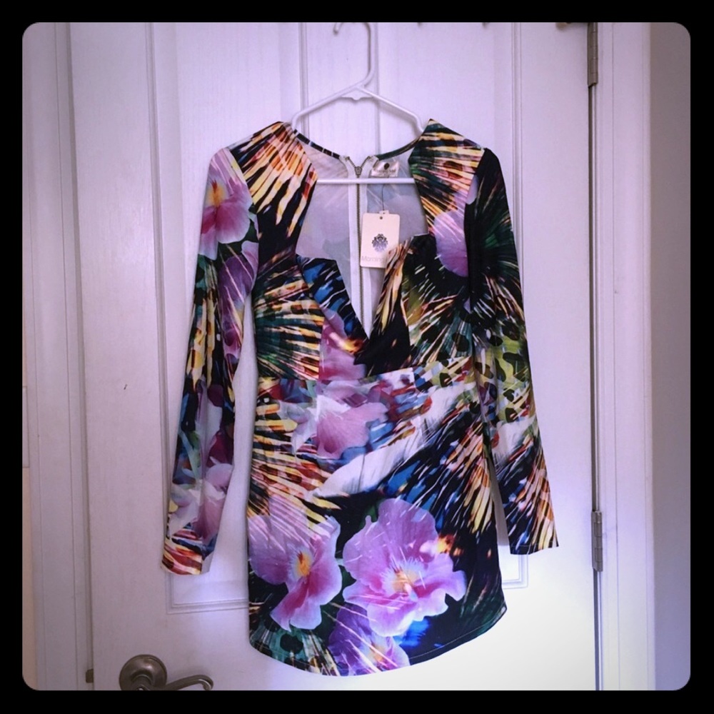Morning mist floral body con dress sexy style